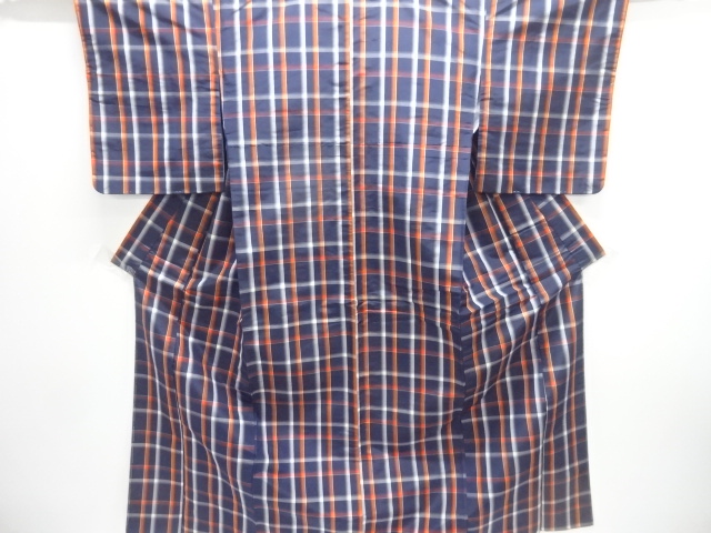 格子織り出し米沢紬着物アンサンブル